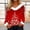 Hot Pink, variant on 3/4 Long Sleeve Shirts for Women Christmas Print V Neck Blouse Plush Collar Cuffs Tops for Festival Party Wear