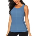 thumbnail image 1 of Balery Blue Gingham Camiseta sin mangas estampada ligera para mujer, tops de entrenamiento sin mangas, camisetas de yoga transpirables de secado rápido.-Medium, 1 of 7