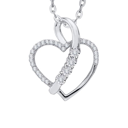 KATARINA Diamond Heart Pendant Necklace in 14K White Gold (1/8 cttw, G-H, I2-I3)