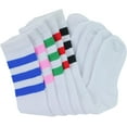 thumbnail image 5 of ToBeInStyle Women's Pack of 6 Knee High Socks - Full Body White Socks with Triple Colored Stripes, 5 of 7