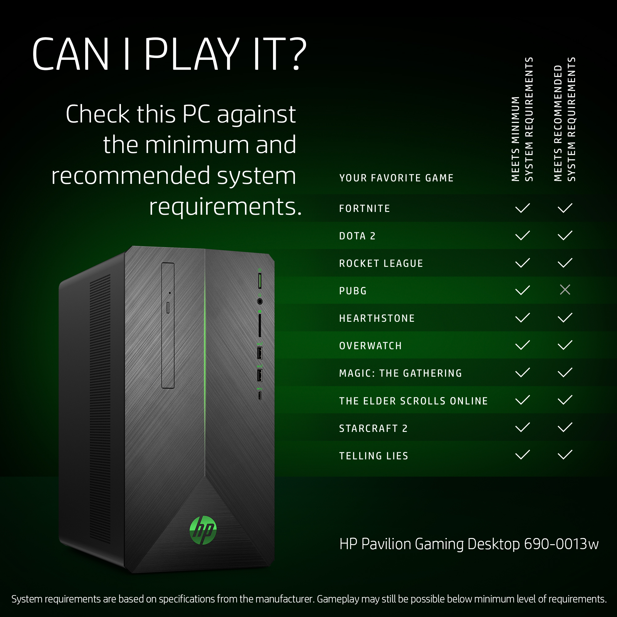 HP Pavilion Gaming Desktop AMD Ryzen 5 2400G, Nvidia 1050 GPU 1TB Storage, 8GB Memory - 690-0013w - image 2 of 8