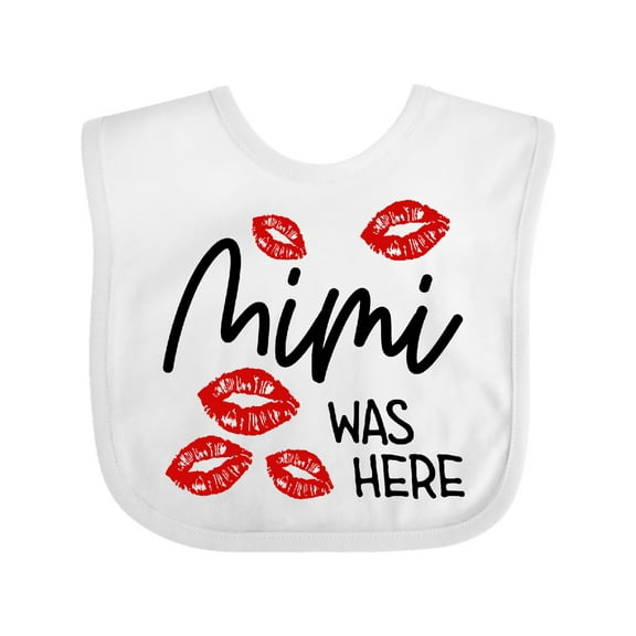 Inktastic Mimi Was Here Red Kisses Boys or Girls Baby Bib
