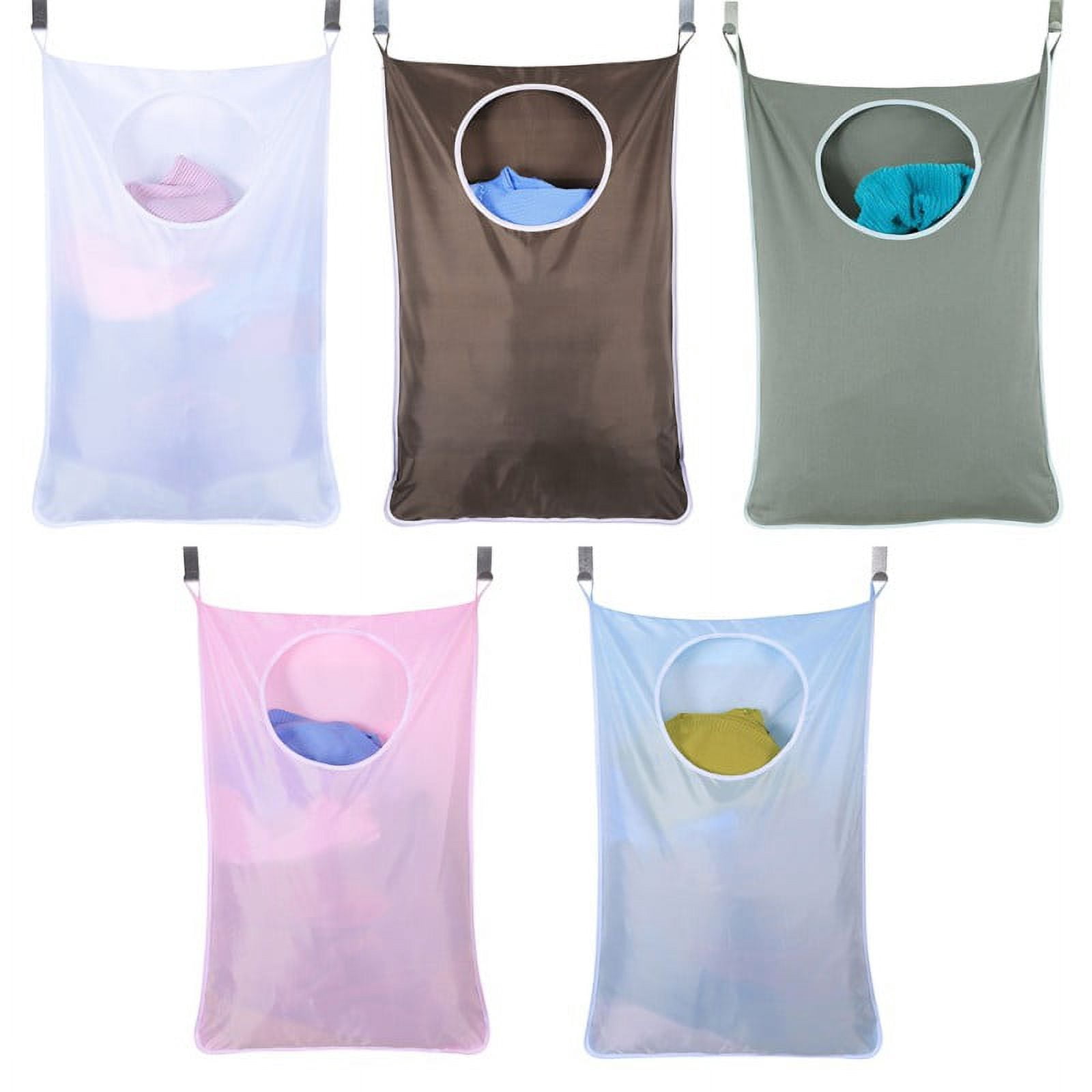 Hanging Laundry Hamper Bag Hanging Bag for Laundry Over The Door Laundry Hamper Hanging Laundry Basket(With 2 Stainless Steel Hooks and 2 Suction Cup Hooks)