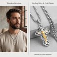 thumbnail image 5 of TANGPOET 925 Sterling Silver Cross Crucifix Pendant Necklace for Men Women Saint Medal Christian Religious Necklace for Men Vintage Crucifix Cross Jesus Gold Plated, 5 of 7