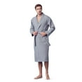 thumbnail image 1 of Bath Robe with Slipper Set - Waffle Square Pattern Spa Garment with 2 Front Pockets, Flat Collar & Belt - 60% Cotton and 40% Polyester Blend - Absorbent, Breathable, Lightweight & Soft Fabric for Men, 1 of 7