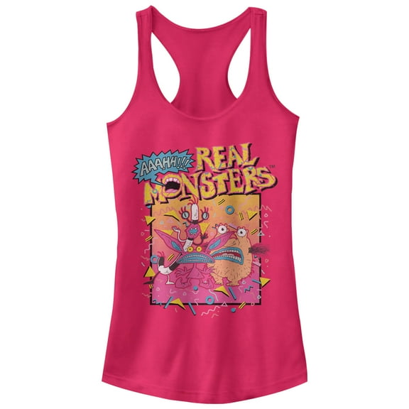 Junior's Aaahh!!! Real Monsters Retro Celebration  Racerback Tank Top Dark Pink 2X Large