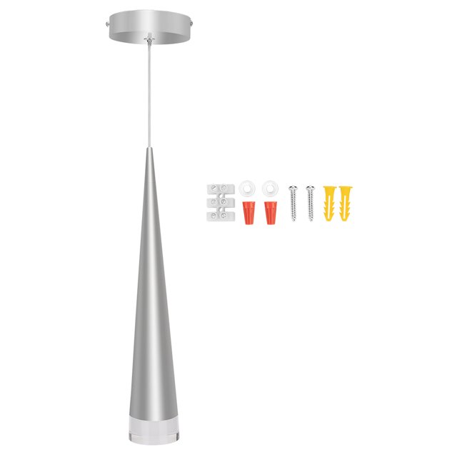 Lámpara colgante LED cónica moderna de 7W 85-265V para el hogar, sala de estar, Bar, cafetería (plateado)
