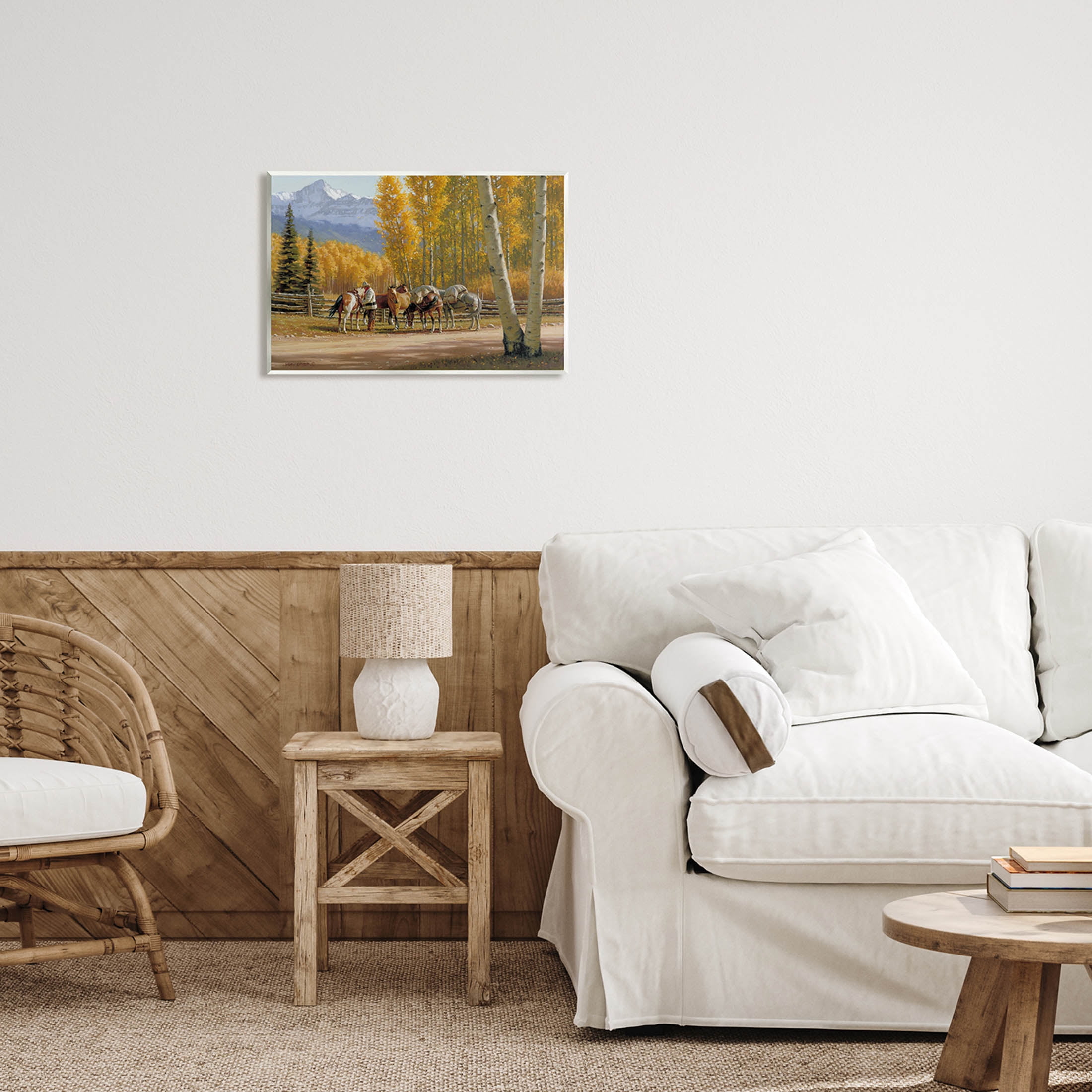 Horses Rural Farm Foliage Animals & Insects Painting Unframed Art Print Wall Art