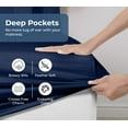 thumbnail image 4 of Royale Linens 100% Organic Cotton Fitted Sheet - Percale Weave - Super Soft Deep Pocket Bottom Sheets - Navy Elastic Sheet Twin Size - Twin Fitted Sheets Only - (39"x75"+15", Navy), 4 of 9