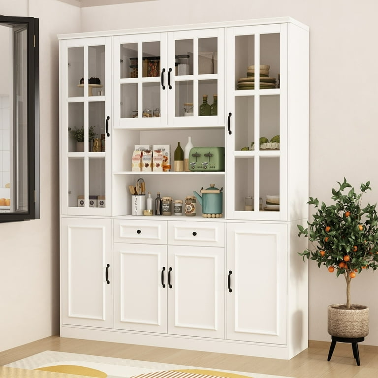 China Cabinet with Tempered Glass Doors Glass Door Storage Cabinet