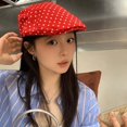 thumbnail image 2 of Slccxzc Retro Polka Dot Newsboy Cap, Vintage Flat Beret Ivy Hat for Daily Wear, 2 of 7