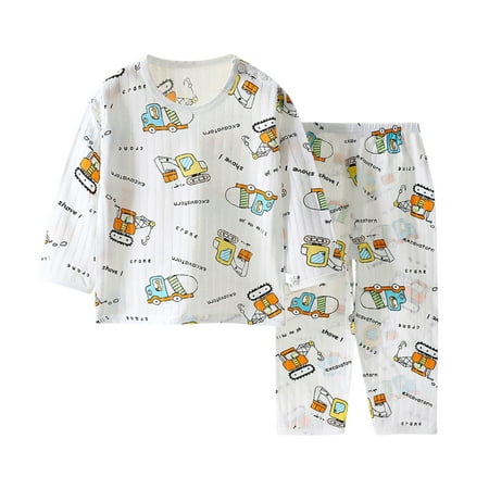 

Summer Savings Clearance 2023! Loopsun Toddler Pajamas Crew Neck Long Sleeve Printing Casual T-shirt and Pants Thin Loungewear Two-Piece Set Orange