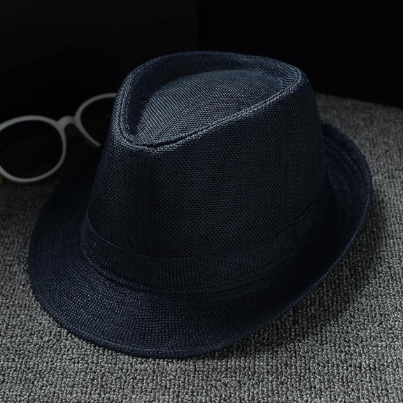Yigetop Unisex Vintage British Jazz Fedora Sun Hat Lightweight Foldable Cap for Travel Holiday & Daily Outdoor Sunscreen Black