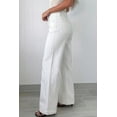 thumbnail image 2 of Women's High Waist Wide Leg Jeans – Solid White Denim Trousers with 2-Button Closure, Casual Daily Wear, 4, 2 of 5