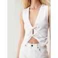 thumbnail image 3 of FEORJGP Women's Sexy Denim Tank Tops Ladies Slim Sleeveless Vests Fitted Deep V Neck Waistcoats Front Tie-Up Tops Solid Color Fashion Cool Blouses Summer Clothes Streetwear for Vacation Daily, 3 of 6