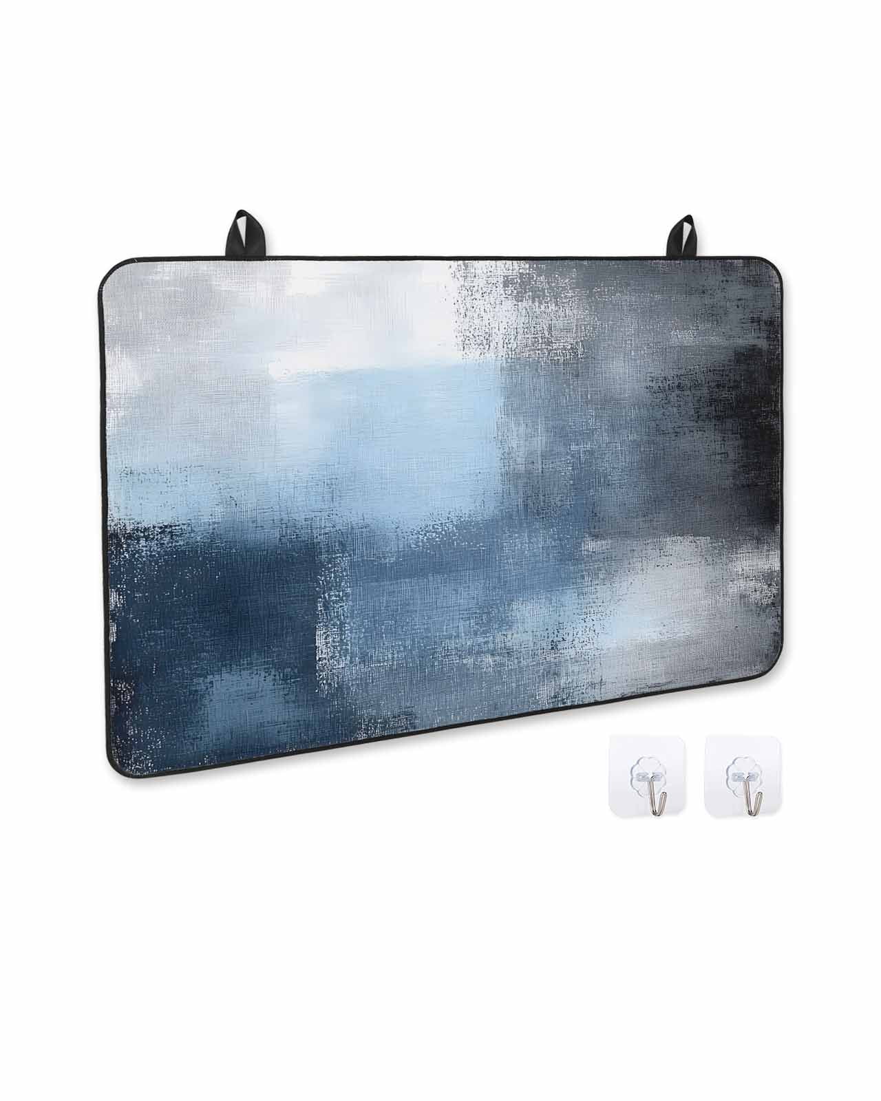 nqOlkjepod Large Induction Cooktop Protector Mat 36"x21", Blue Grey Stove Top Covers for Electric Stove, Modern Oil Painted Art Abstract Geometric Stove Burner Cover Mats, Glass Top Stove Cover