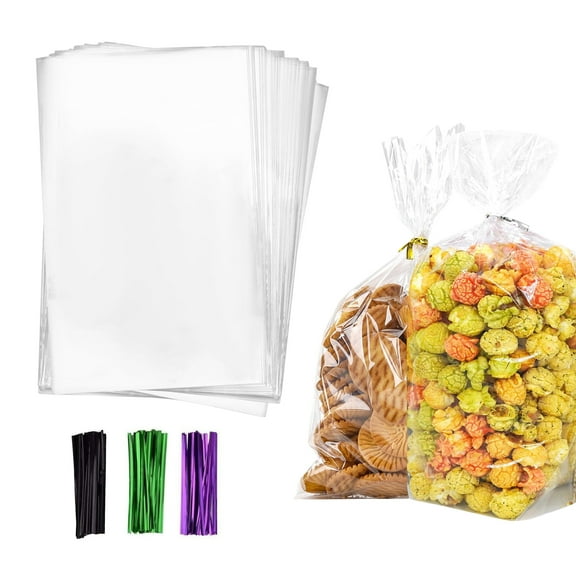 350PCS Clear Cellophane Bags, 10x15CM/3.94x5.9 Inches Plastic OPP Bags for Packaging Gifts, Cookies, Treats, Party Favors, Candies, Snacks, Small Cakes, Bakeries, Crafts