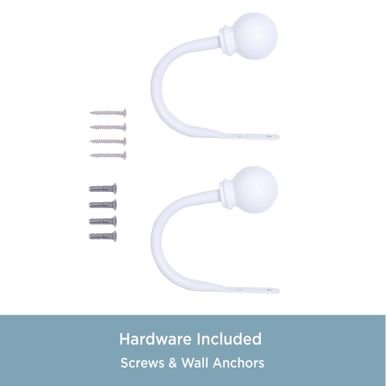 Kenney Chelsea Ball End Curtain Holdbacks, White, 2-Pack photo 4