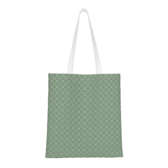 DouZhe Reusable Grocery Bags, Vintage Style Green Texture Lightweight Polyester Canvas Cloth Tote Bag for Travle Gym Shopping School, 15" x 16"