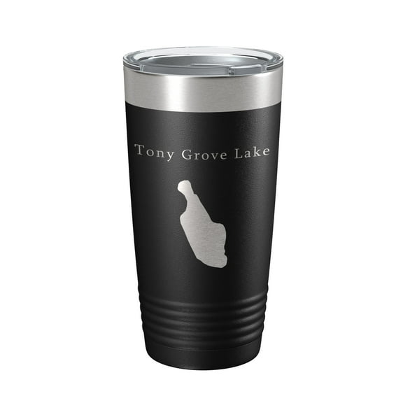 Tony Grove Lake Map Tumbler Travel Mug Insulated Laser Engraved Coffee Cup Utah 20 oz Black