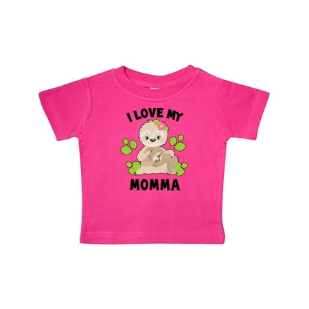 

Inktastic Cute Sloth I Love My Momma with Green Leaves Gift Baby Boy or Baby Girl T-Shirt