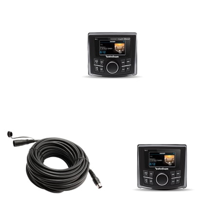 Rockford Fosgate PMX-3 2.7" Wet Bonded IPX6 Color Marine Media Receiver with PMX-1R 2.7" Wet Bonded Ipx6 Color Wired Remote and PMX50C 50 Ft Extension Cable