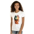 thumbnail image 3 of American Flag Skull Cool Patriotic Womens Slim Fit Graphic Tee Brisco Brands X, 3 of 6