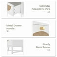 thumbnail image 6 of Demi Bonn Rattan Nightstand Set of 2, Modern Boho Farmhouse Wood Bedside Table with 2 Drawer, Metal Frame Side End Table for Bedroom, Living Room, Office, White, 6 of 7