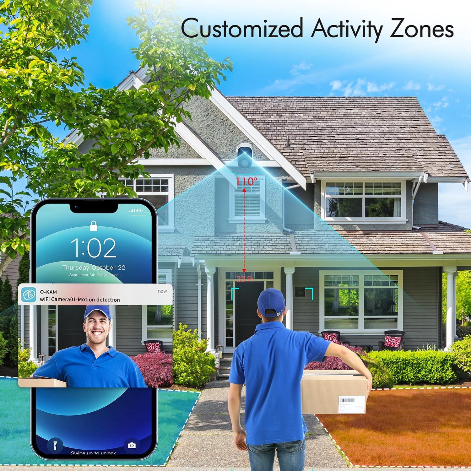 Security Camera Outdoor with Dual Lens, 4K/2MP Outdoor Cameras for Home Security with Auto Tracking, Human Detection, 30m Color Night Vision, Two-Way Audio, IP66