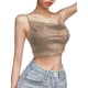 thumbnail image 2 of Txlixc Blusa de verano para mujeres, correas de espaguetis brillantes, negras cuello V de corte bajo para niñas Txlixc moda, 2 of 6