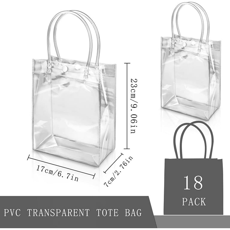 Plastic Gift Bags, Sdootjewelry 36 Pcs Clear PVC Gift Bags with Handles 7.5 x 2.8 x 9.1 Heavy Duty Gift Tote Bag Bulk, Transparent Shopping Tote Bag