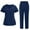 Navy, variant on ZZwxWA Scrubs for Women Set 2025 Fall Medical Uniform Stretch V-Neck Scrub Top & Jogger Pant with Pockets