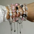 thumbnail image 6 of GKNET Goth Harajuku Cute Y2k Handmade Aesthetic Heart Star Charm Beads Bracelet WY4-A2, 6 of 9