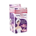 thumbnail image 3 of Perfect Hair Towel Absorbent Microfiber Fabric Bath Hair Wrap Twirl and Hook Design - 2 Pack (Blanco) Spark Innovators PHT-WHT-2PK, 3 of 4