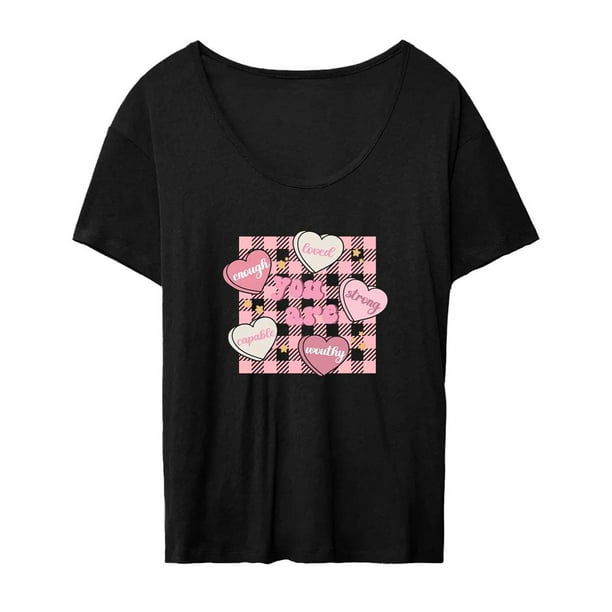 Camiseta de Mujer Sunnimix Casual Suave Manga Corta Negro