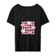 thumbnail image 1 of Camisetas de manga corta para mujer, cuello redondo, ajuste holgado, ropa de calle elegante para viajes Negro, 1 of 8