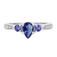 thumbnail image 2 of Dazzlingrock Collection 7X5MM Pear Tanzanite & Round White Diamond 3 Stone Teardrop Engagement Ring for Women (0.10 ctw, Color I-J, Clarity I1-I2) in 14K White Gold, Size 8, 2 of 4