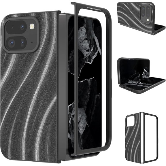for Google Pixel 9 Pro Fold Case Luxury Milky Way Waves Pattern Texture Slim Fit Soft TPU Non-Slip Anti-Scratch Shockproof Protective Bumper Case - Support Wireless Charging, Grey