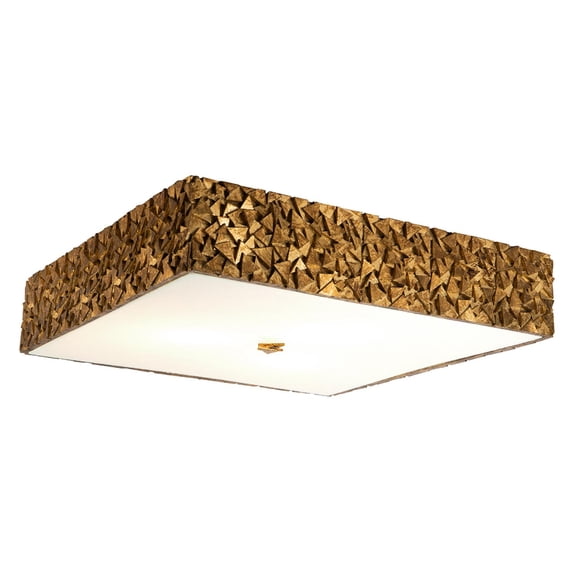 Lucas McKearn Mosaic 20" Square 3-light Transitional Metal Flush Mount in Gold