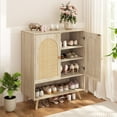 thumbnail image 1 of GloryStar Shoe Cabinet with Rattan Design, 4-Tier Freestanding Shoe Rack and Adjustable Shelf for Entryway, 1 of 7
