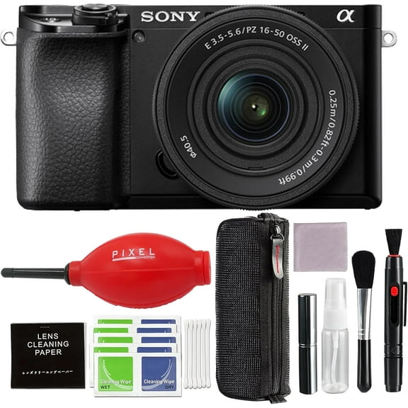 Sony a6100 Mirrorless Camera with 16-50mm f/3.5-5.6 II Lens and Pixel Advanced Accessories Blower, Cleaning Kit | Sony a6100, ILCE6100KB
