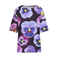 thumbnail image 4 of Fiudx Ofertas Flash Artículos En Oferta Blusa Holgada Informal con Estampado de Flores y Plantas de Manga 3/4 Recortada Informal a La Moda para Mujer, 4 of 4