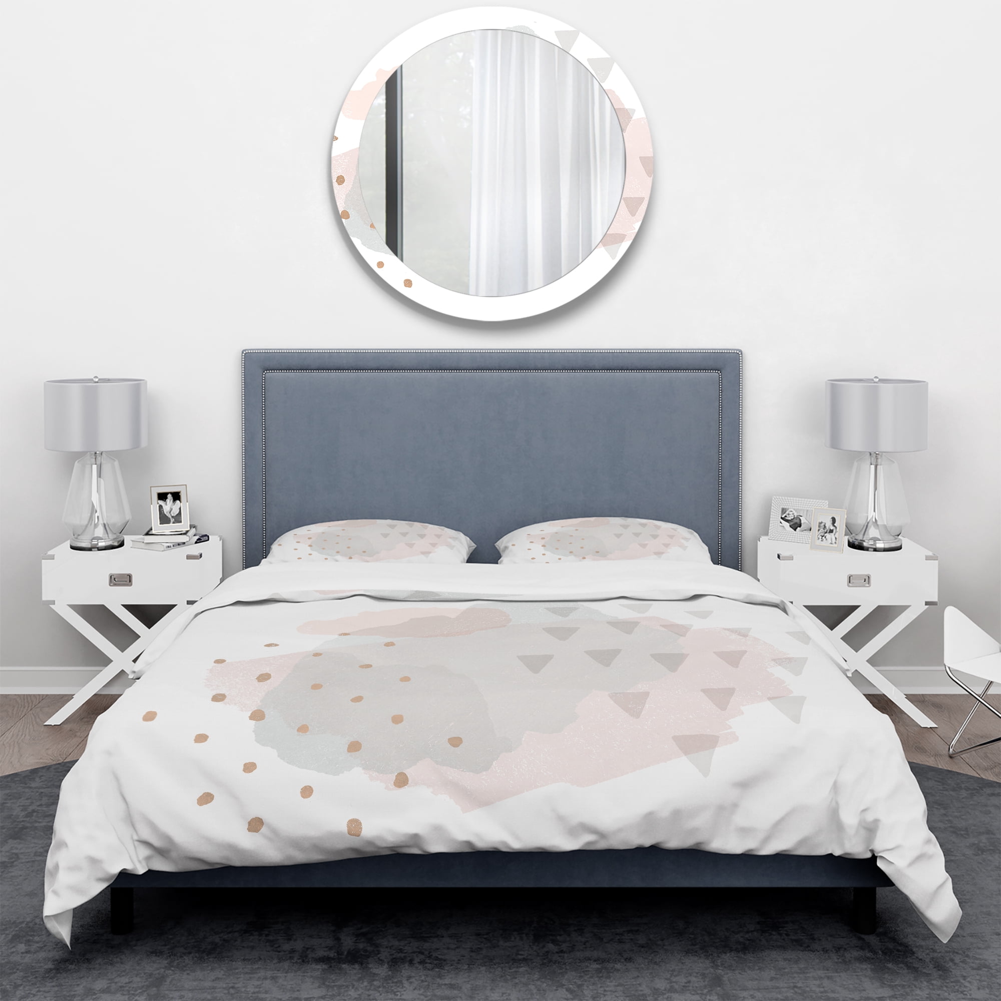 Designart 'Watercolor Minimal Blush IV' Geometric Duvet Cover Set