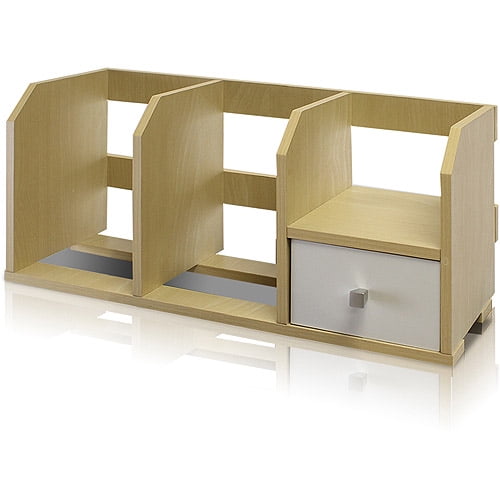 Furinno Pasir 12247SBE/WH Desk Storage Shelf with Bins