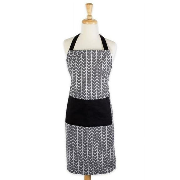 DII Modern 100 Percent Cotton Herringbone Chef Apron in Black and White