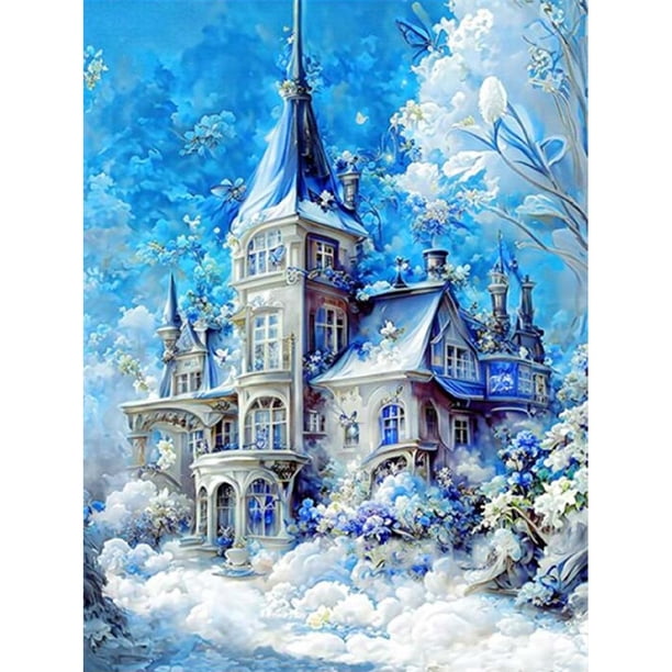 Cuadros Decorativos 5D bricolaje ronda completa taladro diamante pintura Castillo Kit arte decoración del hogar (QQ285) Wdftyju de costura negro 4 estilos