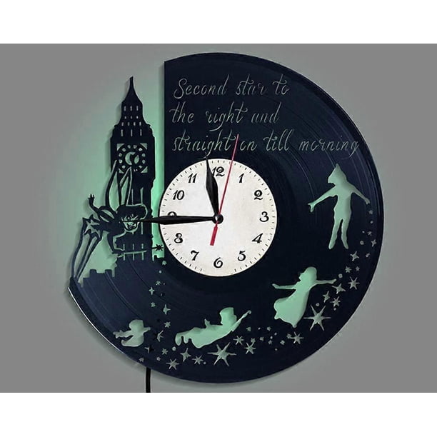 Record The Peter Pan Clock Vinyl Wall Clock Creative Wall Clock Without Led Light 12 Inches