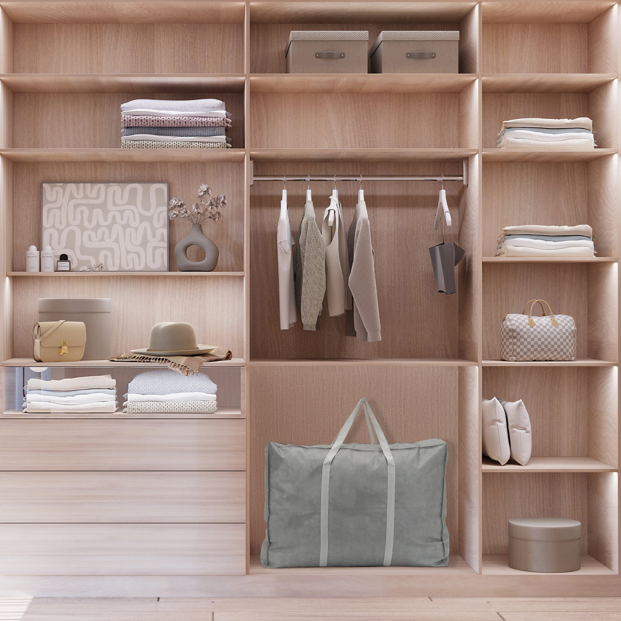 Unique Bargains 1 Pack Clothes Storage Foldable Storage Bags Dark Gray 27*20*10in