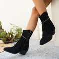 thumbnail image 3 of Xfvqtps Womens Fashion Boots Winter Pointed Toe Tassel Ankle Booties Chunky Heel Side Zipper Comfortable Western Boots for Casual Outdoor Black, 3 of 9
