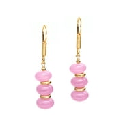 Gempires Lavender Bolo Beads Earring, Dangling Earrings, 8mm Pink Crystal Beads, 14k Gold Plated, Handmade Women’s Jewelry
